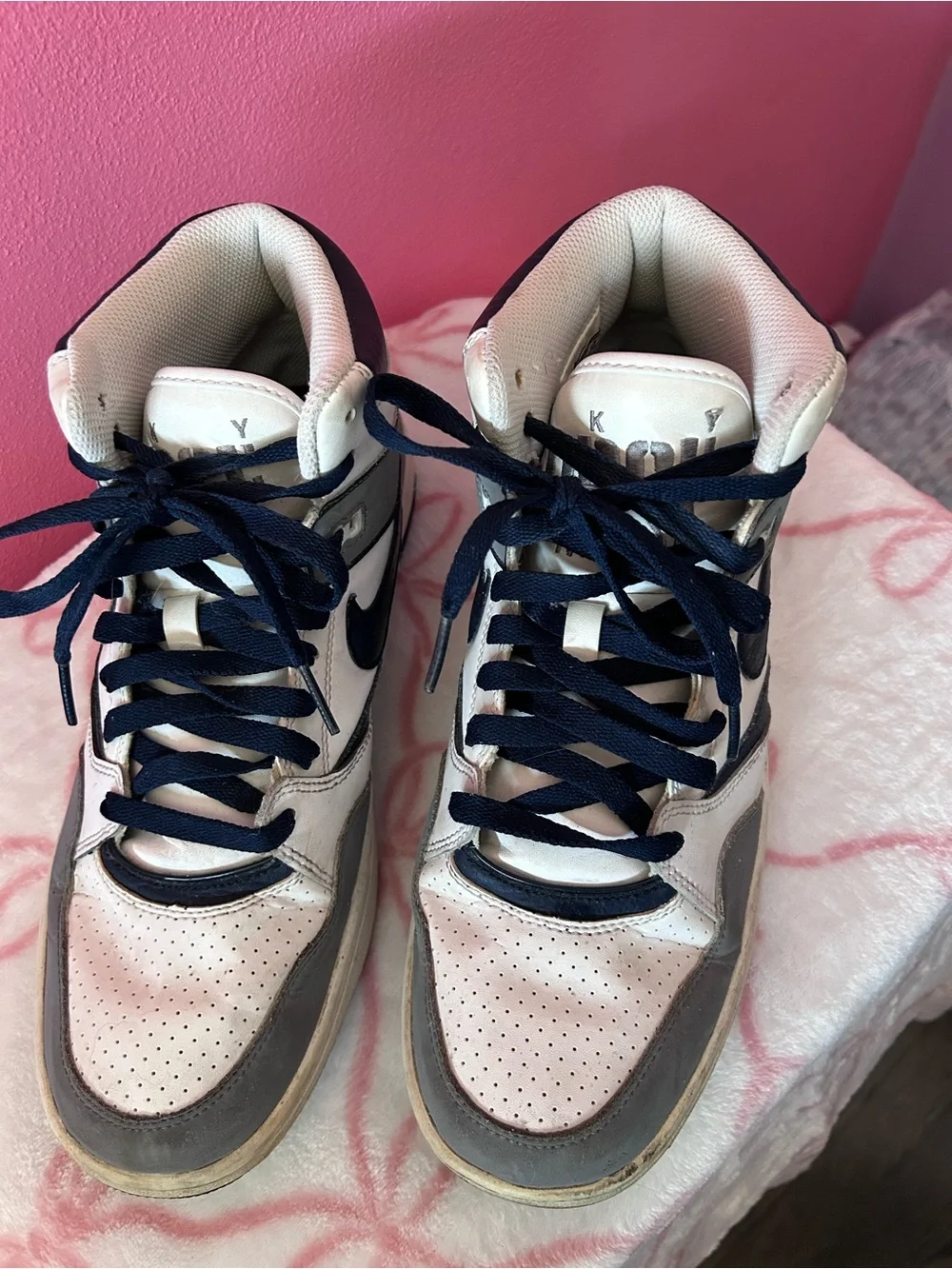 Nike High-Top Sneakers in White, Gray & Navy